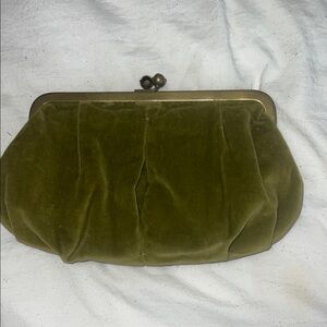 J. Crew Olive Velvet Clutch